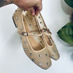 Wild Fable studded nude mesh flats